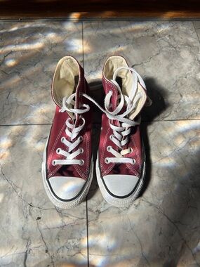 Converse Burgundy and White High-Top Canvas Sneakers